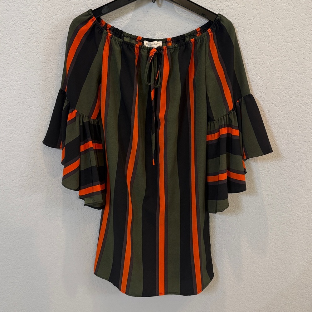 Elegant Striped Off-The- Shoulder Blouse